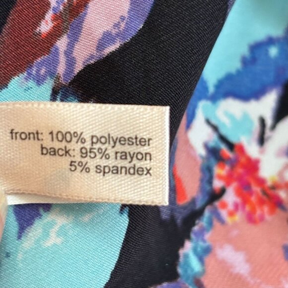 The‎ Limited Mixed Media Hi-Low 3/4 Sleeve Top - Black Floral Multi - Size L - Picture 8 of 10